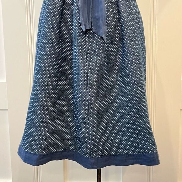 Nina Women’s Small Blue White Plunge Criss Cross Open Back Midi Dress - Picture 9 of 14